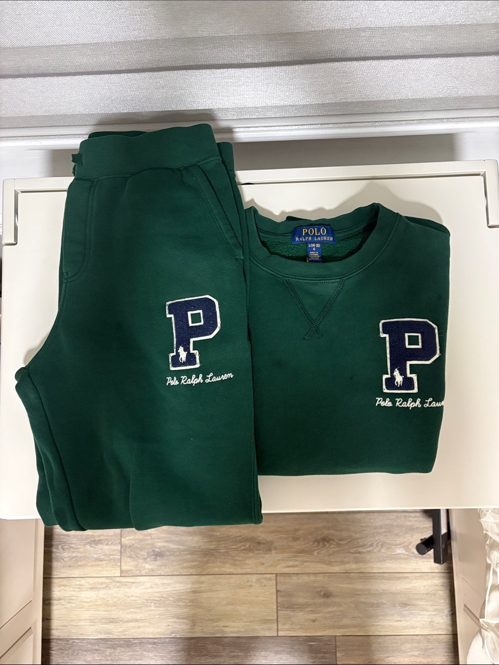 Polo by Ralph Lauren Dark Green Sweatshirt & Joggers Set with Navy 'P' Patch